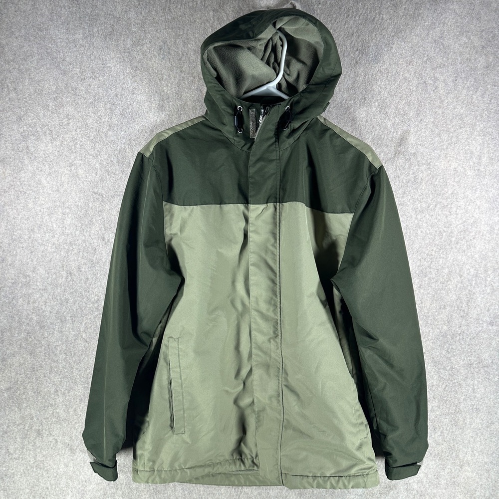 Magellan Outdoors Mens Hooded Water Resistant Jacket Fleece Olive Size Large